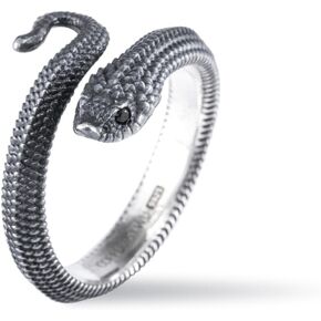 COPPERTIST.WU Hognose Snake Ring Open Rings 925 Sterling Silver Rings Gothic Vintage Aesthetic Jewelry Gift for Women Men