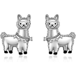 Cute Llama Stud Earrings for Women S925 Sterling Silver Animal Camel crystal Stud Funny Kawaii South America Alpaca Earring Llamas Lovers Unique Clip-on Jewelry Gift