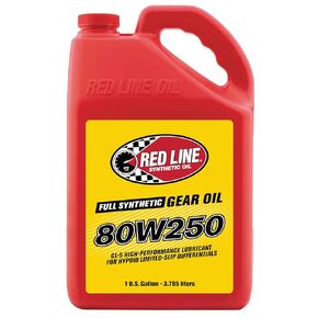 الخط الأحمر 58605 80W250 GL -5 زيت الترس الاصطناعي الكامل للتغيرات المنزولة في الانزلاق - 1 جالون