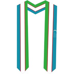 Uzbekistan National Flag Graduation Stole Embroidery Sash for Study Aboard International Students