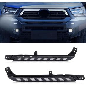 Motorfansclub LED LED ضوء النهار يناسب Hilux Revo 2020 2021 2022 2023 أبيض لمصباح إشارة الدوران الأصفر DRL مع تسخير الأسلاك (لونان)