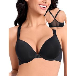 Front Closure Bras for Women Racerback Plunge Underwire Lightly Padded Seamless Bra B-DD Cups