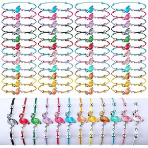 50 PCS Flamingo Bracelets Bulk Flamingo String Bracelets Gifts for Women For Women Asporties Hawaiian Jewelry Assories for Summer Beach Bridal Showers Birdvice Party Form