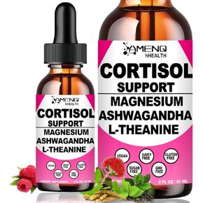Cortisol Supplement Liquid Drops, 17-in-1 Cortisol Reducer w. Ksm-66 Ashwagandha Theanine Rhodiola Rosea Magnesium Phosphatidylserine, Hormone Balanced & Lower Cortisol for Women Calm* Relaxation
