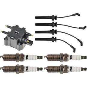 TRQ IGNITION KIT IGNITION COIL Spark Plugs مجموعة سلكية متوافقة مع 1995-1999 Chrysler Sebring Dodge Avenger 1997-1999 Neon 1995-1998 Eagle Talon Mitsubishi Eclipse Plymouth