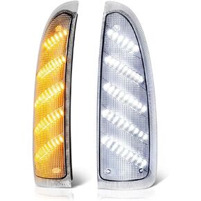 [Sequential Turn Signal] VIPMOTOZ Switchback Full LED Black Side Marker Light Lamp Assembly Replacement Pair For 2003-2007 Ford F250 F350 Super Duty Pickup Truck Towing Mirror