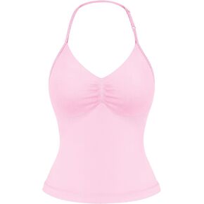 YEOREO SoftHue Impact Longline Strappy Top Women's Halter Workout Tank Tops Backless Gym Longline with Adjustable Strap