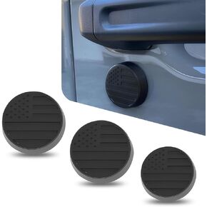Pack-3 Car Keyhole Covers, Keyhole Decorative Caps with American Flag Pattern, Automotive Door Protective Accessories, Compatible with Jeep Wrangler JK JL JT Gladiator (Black)