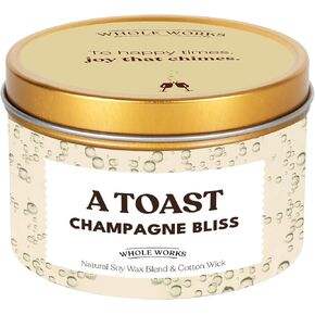 Premium Champagne Toast Candle – Natural Soy Wax, Cotton Wick, Paraben and Phthalate Free Scent, Non Toxic, Clean Aromatherapy Champagne Scented Candles for Celebration, Congratulations Gift, 6oz