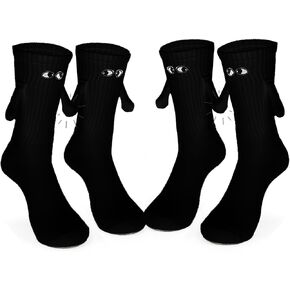Funny Holding Hands Socks Cute Magnetic Couple Socks for Women Men Teens Friends Funny Gift,Unisex 7-13 size,2 Pair