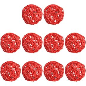 PATIKIL 3 Inch Wicker Rattan Balls, 10 Pcs Decorative Balls for Centerpiece Bowls Wedding Party Home Decor DIY Craft, White
