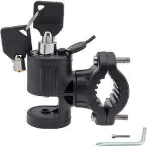 Windance Motorcycle Helmet Lock, Aluminum Alloy Iron Security Lock Hook Luggage Hanger for 7/8in / 22mm Handlebar