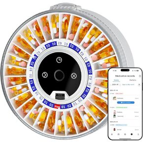 Colorwing® 2025 موزع حبوب منع الحمل الذكي لكبار السن-منظم الأدوية التلقائي 31 شحنة مع أجهزة الإنذار بلوتوث ، وبصمات الأصابع والقفل المزدوج الميكانيكي ، والموزعة اليومية الموقوتة (التصميم الصديق للمسنين)