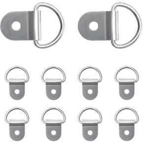 10 PCS Small Steel D-Ring Tie Downs, Heavy Duty Steel Anchor Lashing Ring for Cargo Load, D-Ring Anchor Point for Loads on Case Truck Trailer RV Camper Boats, Car Accessories (Black)