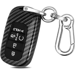 Key Fob Cover for Honda 2022 2023 2024 2025 Civic Accord HR-V Pilot CR-V Carbon Fiber Key Fob Case, 5 Buttons, Black