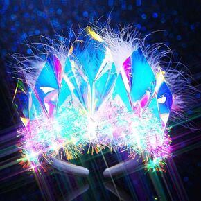 Light Up Headband Glowing Crown and Tiara LED Feather Headpiece Nightclub Festival Party Hair Accessories for Women