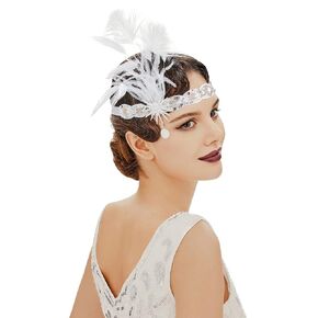 Babayond 1920s عصابة رأس الزعنفة - رأس ريشة للنساء - Roaring 20S Great Gatsby Hair Asced
