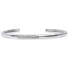 BERRICLE Sterling Silver Cubic Zirconia CZ Statement Fashion Cuff Bracelet for Women (Yellow Gold Flashed, Rhodium Plated)