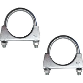 2 PCS Exhaust Muffler U-clamp, 2.5 Inch Rugged Wear Resistant Alloy Pipe Clamp, Replacement Retrofit Repair Accessory, Universal Suitable for Most Cars SUVs Trucks (Silver)