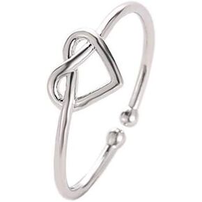JczR.Y Heart Infinity Knot Open Rings Simple 8 Letter Love Heart Finger Rings Adjustable for Couple Girls