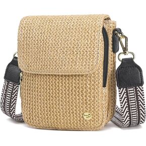 Haytijoe RFID Straw Crossbody Bag for Women 2025 Small Raffia Cell Phone Purse with Card Slots Crossbody Wallet for Travel