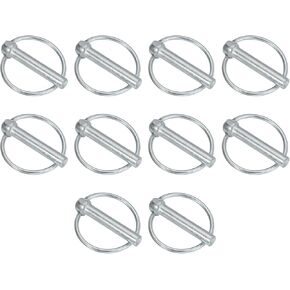 PATIKIL M10x50 mm Tractor Lynch Pin with Ring, 10 Pcs Heavy Duty Assortment Kit Lock Pin Clips for Tractors Trailer Farm Trucks Mowers, Silver Tone