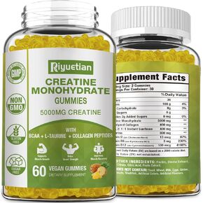 2 Pack Creatine Monohydrate for Men & Women - Muscle Growth, Recovery, Strength & Energy - Vegan, Gluten-Free, Sugar-Free Creatine Monohydrate - 120 Count