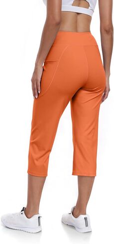 UURUN Straight Leg Capris for Women: Cropped Wide Leg Athletic Yoga Pant with 2 Pockets, Loose Fit Flare Bootcut Lounge Pants in Kuwait