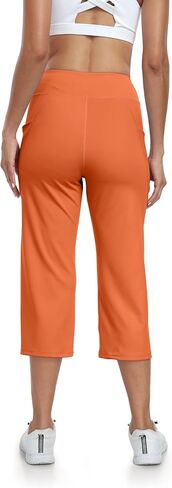 UURUN Straight Leg Capris for Women: Cropped Wide Leg Athletic Yoga Pant with 2 Pockets, Loose Fit Flare Bootcut Lounge Pants in Kuwait