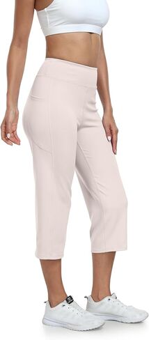 uurun مستقيمة الساق capris للنساء: بانتس اليوغا الرياضية الواسعة القطع مع جيوب 2 in Kuwait