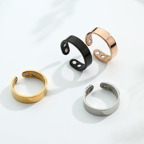 Auvulis Migraine Ring Adjustable Stainless Steel Calmi Rings Lymphatic Vitality Magneti Rings Anti Snoring Ring Migraine Relief Jewelry for Women Men in Kuwait