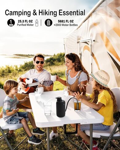 BKLES Electric Portable Water Filter - 0.01 Micron 5-Stage Water Purifier Survival with Emergency Lighting Water Purification System for Camping Backpacking Hiking Travel - BK-2000 in Saudi Arabia