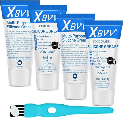 XBVV Silicone Lubricating Grease for Plumber Faucet O Ring Valve Rubber Washers Slicon Lubricant Electrical Dielectric 2-Pack 1 oz Tube with Brush in Saudi Arabia