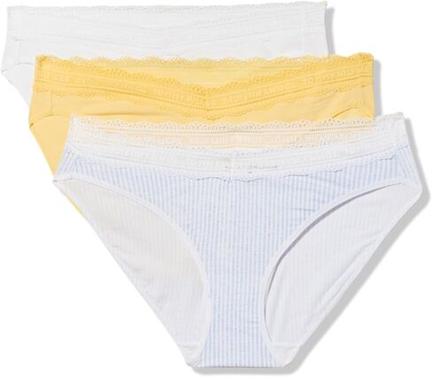 Tommy Hilfiger Women's Cotton Logo Lace Trim Bikini 3 pack in Kuwait