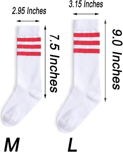Pareberry Boys Girls Over the Calf Striped Tube Socks Cotton Soft Retro Athletics Socks for Kids Age 4-9 in Kuwait