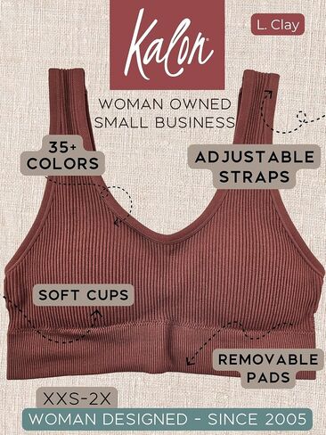 Kalon Women's 4 Pack Back Bralette Crop Top Comfort Sports Bra in Kuwait