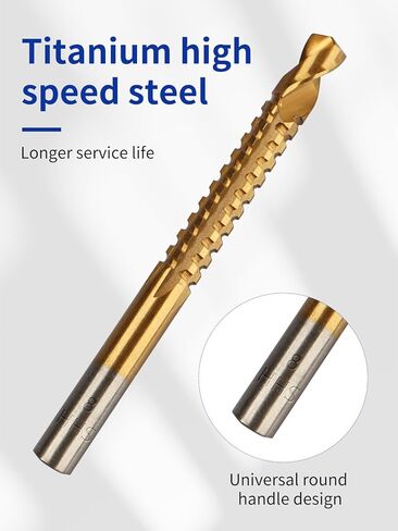 Rocaris 6 Pack Titanium Coated HSS Twist Drill Bits, 3-8mm Serrated Side Cutting Drill Bit Woodworking Tools for Plastic Metal Wood Hole in Saudi Arabia