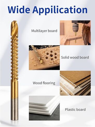 Rocaris 6 Pack Titanium Coated HSS Twist Drill Bits, 3-8mm Serrated Side Cutting Drill Bit Woodworking Tools for Plastic Metal Wood Hole in Saudi Arabia