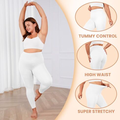 VALANDY Creamlush Plus Size Leggings for Women-High Waisted Tummy Control Buttery Soft Yoga Pants in Kuwait