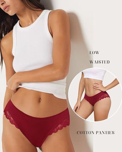 LEVAO Cotton Cheeky Underwear for Women Low Rise Lace Bikini Panties Ladies Knickers 6 Pack S-XXL in Saudi Arabia