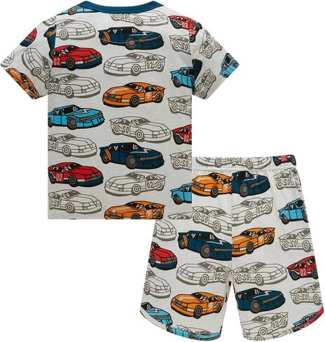 Kids Boys' Pajama Set Short Sleeve T-Shirt+Shorts Car Fire Truck Cartoon Print Little Kid 100% cotton clothing in Saudi Arabia