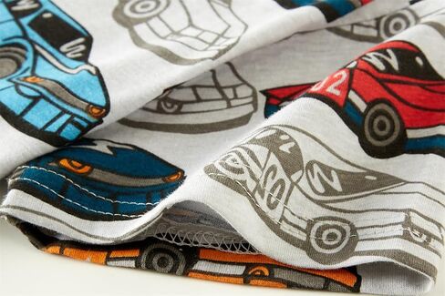 Kids Boys' Pajama Set Short Sleeve T-Shirt+Shorts Car Fire Truck Cartoon Print Little Kid 100% cotton clothing in Saudi Arabia