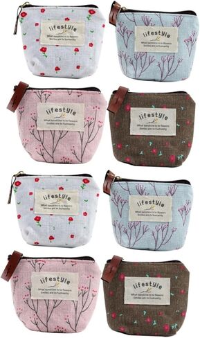 Galpada Canvas Coin Presh Bupk ، 8 PCS Pouches Small Pouchs with Zipper ، Mini Coin Bag Varse Cartoon Wallet in Kuwait