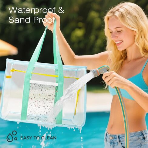 Clear Beach Bag for Women,Waterproof,Sandproof,Large Transparent PVC Tote Bag for Stadium Events Beach Travel Gym Pool in Saudi Arabia