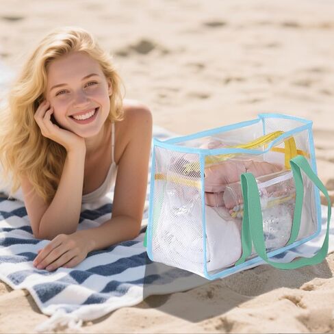 Clear Beach Bag for Women,Waterproof,Sandproof,Large Transparent PVC Tote Bag for Stadium Events Beach Travel Gym Pool in Saudi Arabia