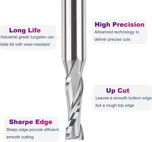 SpeTool Spiral Router Bits with UpCut 3/8 inch Cutting Diameter, 1/2 Inch Shank HRC55 Solid Carbide CNC End Mill for Wood Small Cut, Carving in Saudi Arabia
