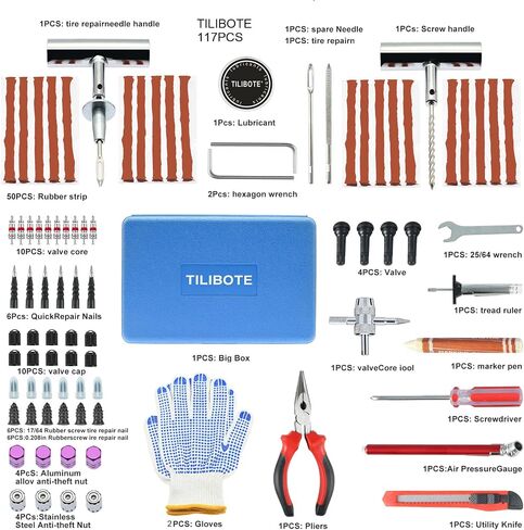 Tire Repair Kit,46pcs Heavy Duty Tire Plug Kit, with Universal Tire Patch Kit to Plug Flats for Car/Motorcycle/Truck/Tractor/Trailer/RV/ATV in Saudi Arabia