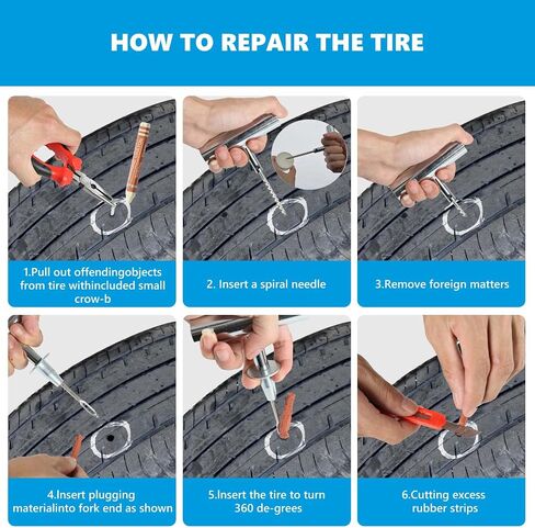 Tire Repair Kit,46pcs Heavy Duty Tire Plug Kit, with Universal Tire Patch Kit to Plug Flats for Car/Motorcycle/Truck/Tractor/Trailer/RV/ATV in Saudi Arabia