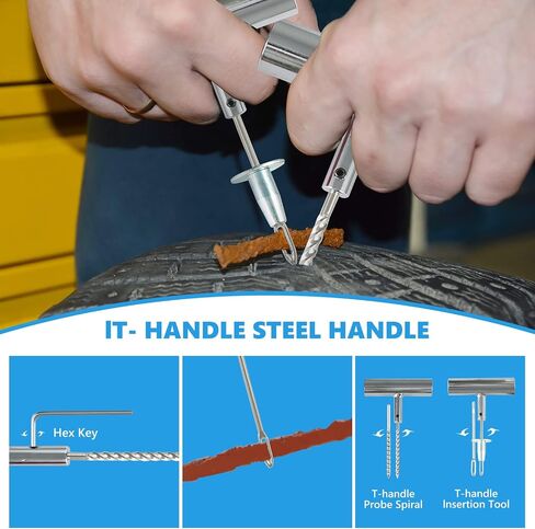 Tire Repair Kit,46pcs Heavy Duty Tire Plug Kit, with Universal Tire Patch Kit to Plug Flats for Car/Motorcycle/Truck/Tractor/Trailer/RV/ATV in Saudi Arabia