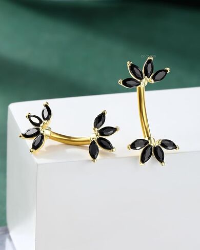 Cocharm Lotus كلا الطرفين خواتم زر البطن 14G فريدة من نوعها زر ثقب زر اللطف بطن السرة الثقب المجوهرات in Saudi Arabia